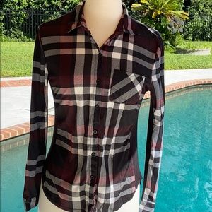 Paper+Lee purple plaid long sleeve button up shirt